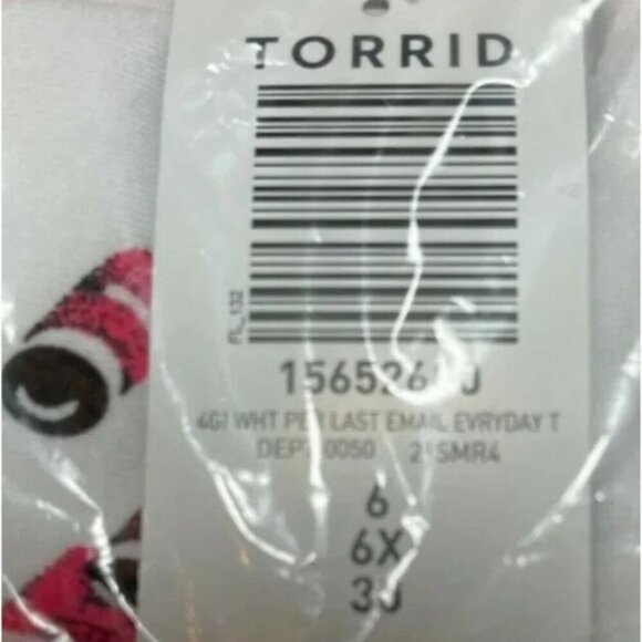 Torrid +6 White Crew Neckline Per My Email Text Graphic Short Sleeve T- Shirt - Picture 6 of 6